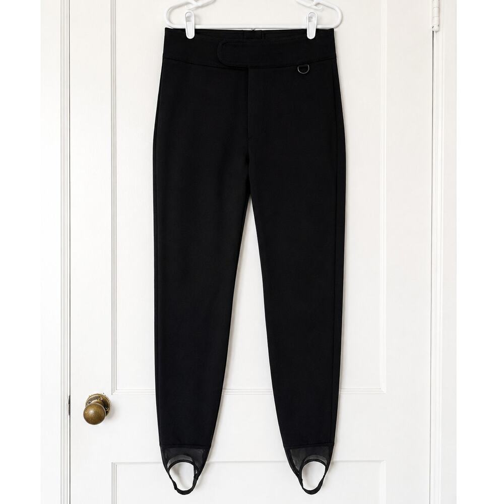 Vintage Schoeller Black Stirrup Ski Pants Women’s 12 Long Made in USA Stretch